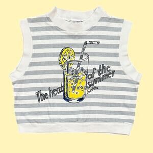 Vintage 80s Summer Graphic Sleeveless Crop Sweatshirt
